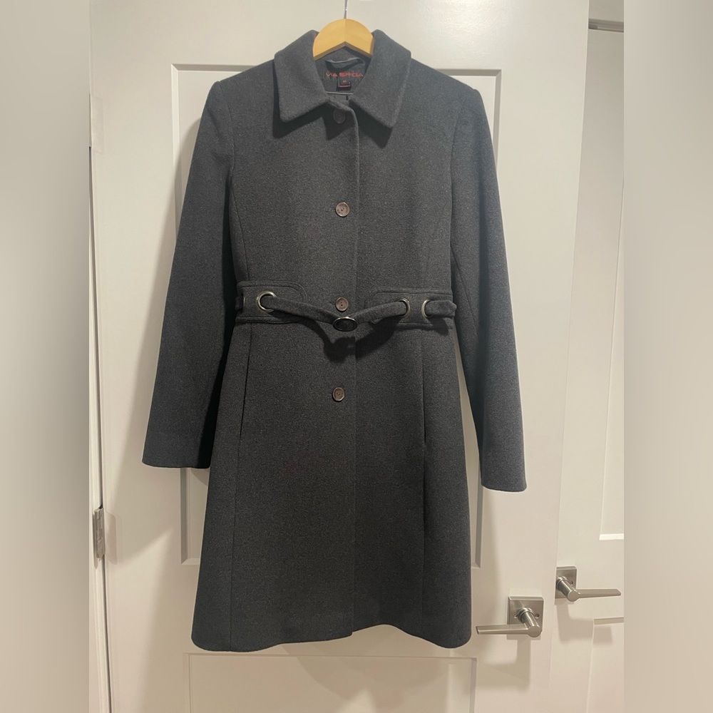 Via Spiga Charcoal Wool Coat